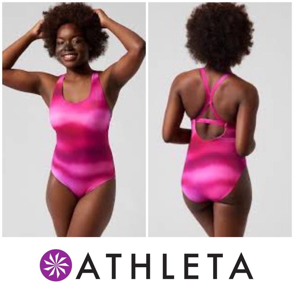 NWT Athleta Malibu One Piece Swimsuit Pink Ombre